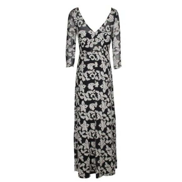 JS Collections Silver Black Embroidered 3/4 Sleeve - Picture 6 of 7